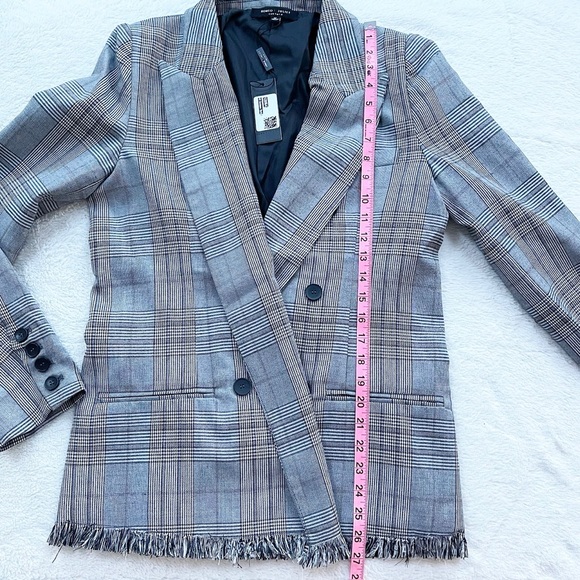 Romeo & Juliet Couture | Black/White/Red Plaid Open Front Fringed Blazer *NWT* - Picture 15 of 15